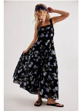 Free People Morning Meadows Maxi Dress In Midnight Combo
